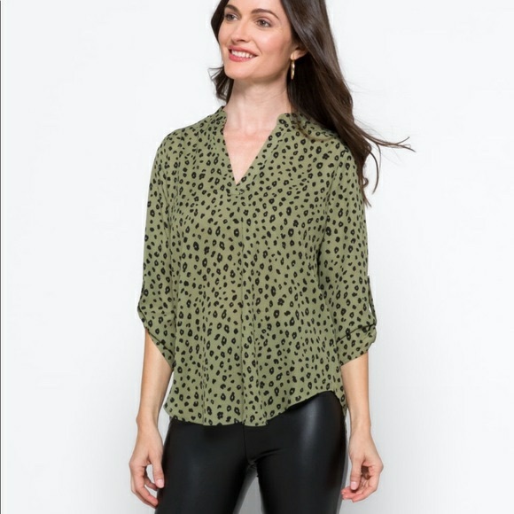Lush Animal Print Blouse - Sage Black - Picture 8 of 8